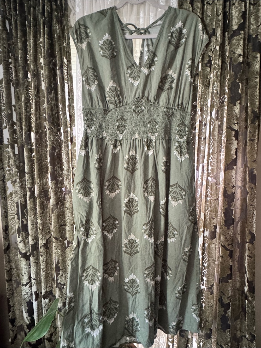 Old Navy Olive Green Floral Maxi Dress